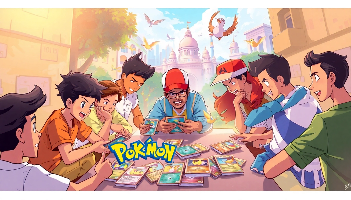 Experience an exciting Pokémon TCG match in India, showcasing diverse players enjoying vibrant card gameplay.