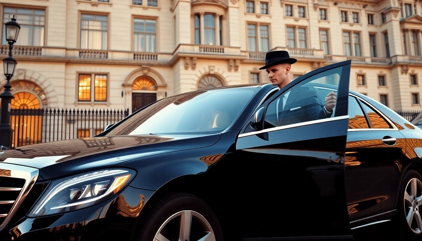 Experience luxury and elegance with a professional london chauffeur opening a car door.