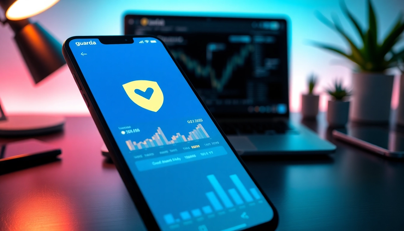 Showcasing a secure guarda wallet interface on a smartphone, highlighting user-friendly features.