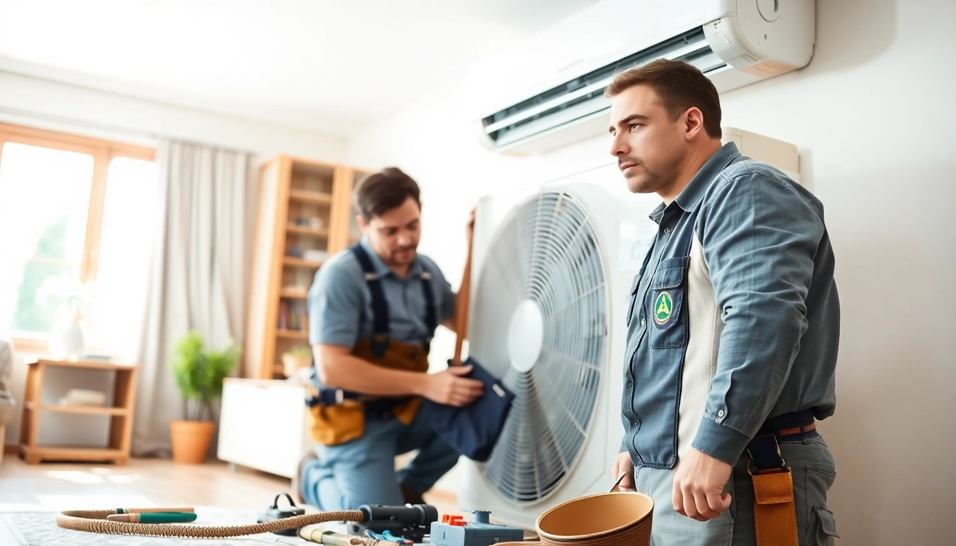 AC repair Glendale AZ by a professional technician in a bright home setting.